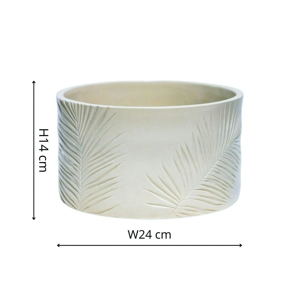 image 1 of Kew Stoneware Sago Palm Bowl White