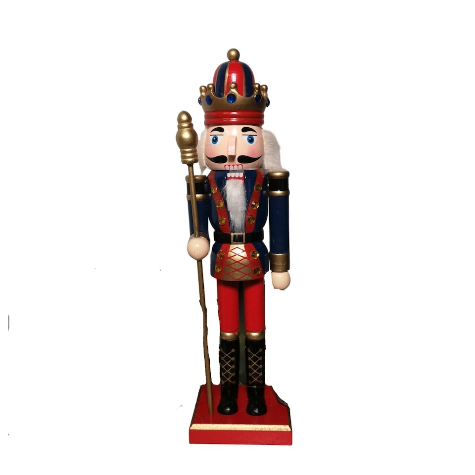 image 1 of 30cm Wooden Christmas Nutcracker Soldier Decoration with Blue Body