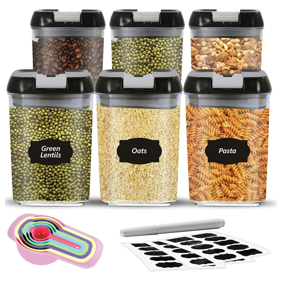 image 1 of 1.2L Pack Of 3 Food Grade & BPA Free Cereal Storage Containers Clear