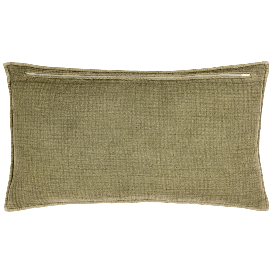 image 1 of Yard Ribble Acid Wash Cushion, Khaki, 40 x 60cm