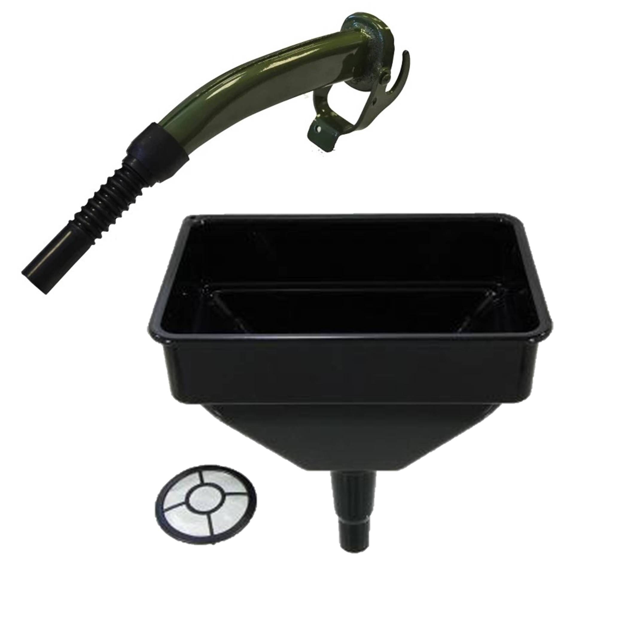 Pegdev Jerry Can Accessory Bundle Metal Spout with Rubber Nozzle Heavy Duty Funnel in Black