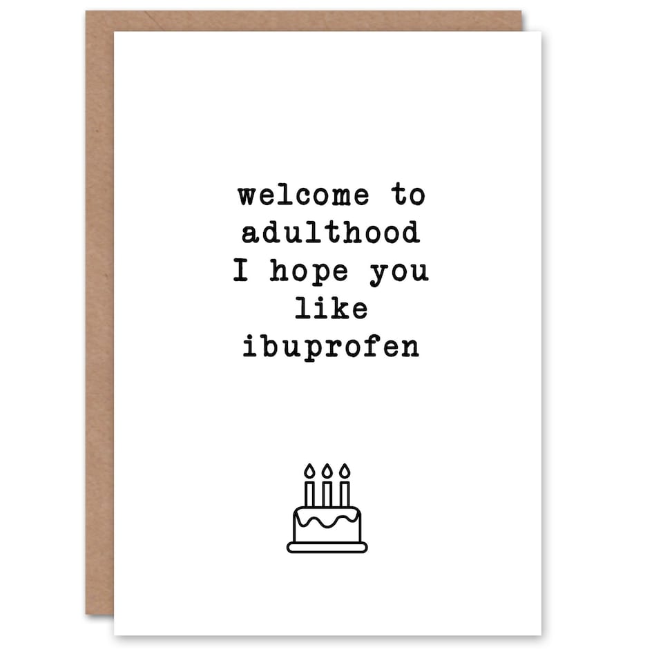 image 1 of Welcome to Adulthood Pain Relief Funny Cheeky Joke Birthday Card