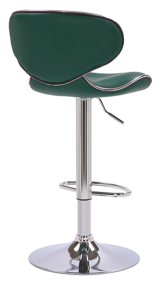 image 1 of Carcaso Faux Leather Bar Stool, Adjustable Swivel, Chrome Base | Green