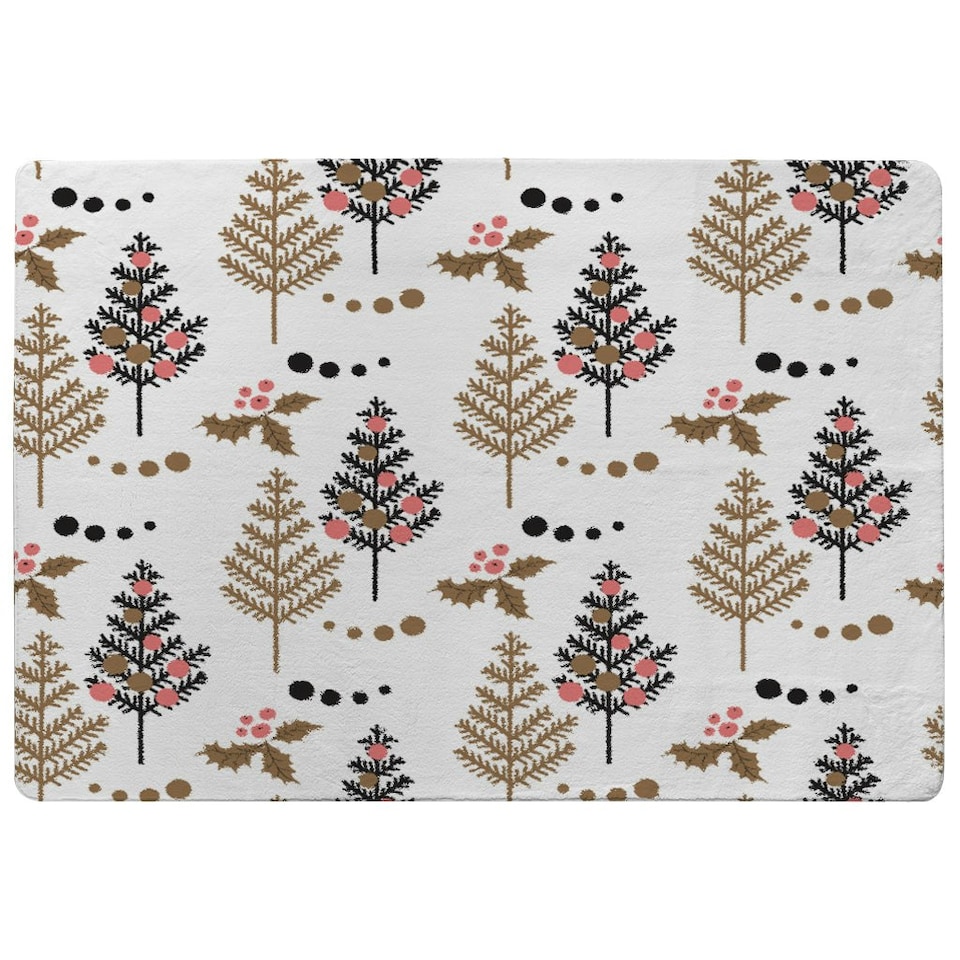 image 1 of Christmas Tree, Holly leaf pattern (Rug) Multi | Small: 60x110cm