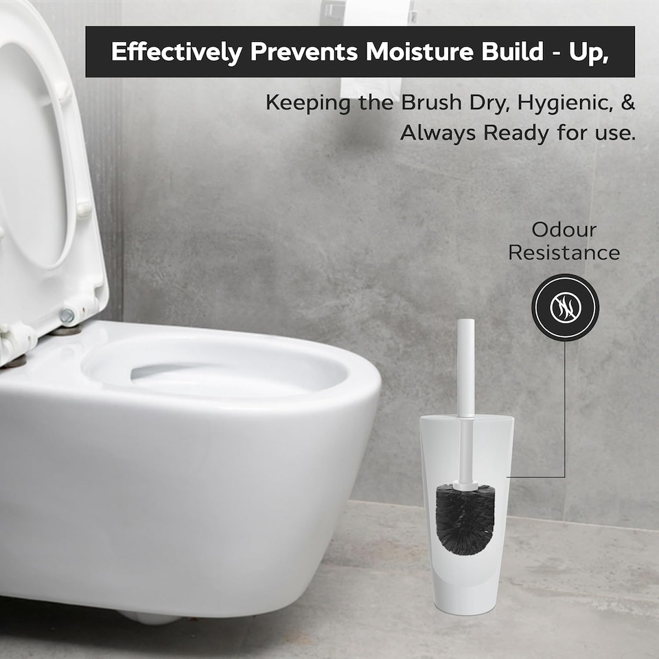 image 1 of Blue Canyon BodanToilet Brush with Ventilated Holder and 12L Compact Swing Lid Waste Bin White