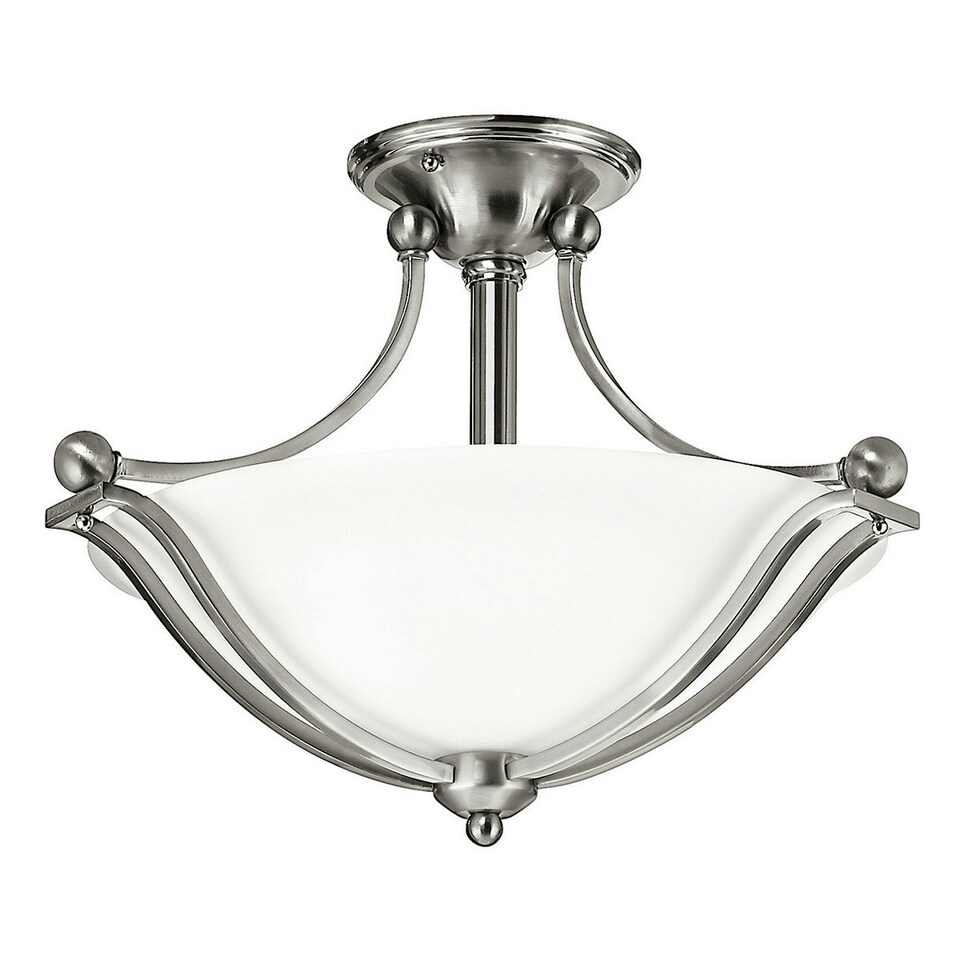 image 1 of Bolla 2 Light Semi Flush Ceiling Light Brushed Nickel, E27