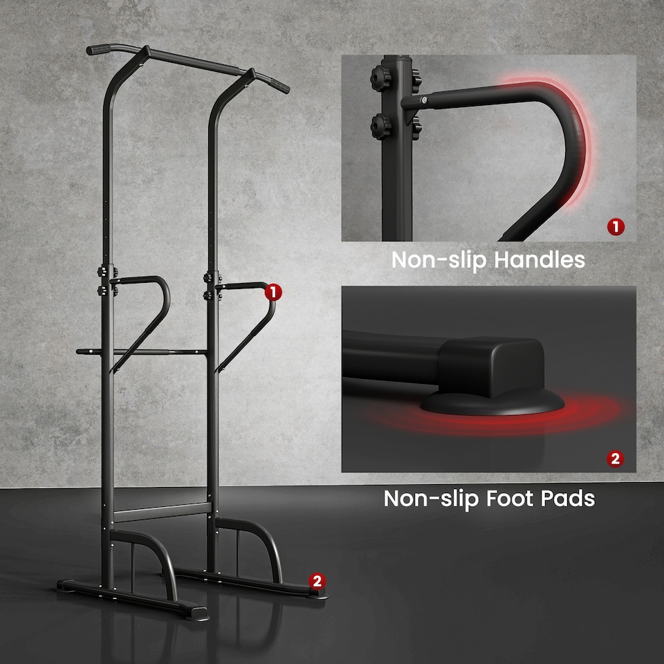 image 1 of HOMCOM Power Tower Multi-Function Pull Up Station w/ Adjustable Height for Gym