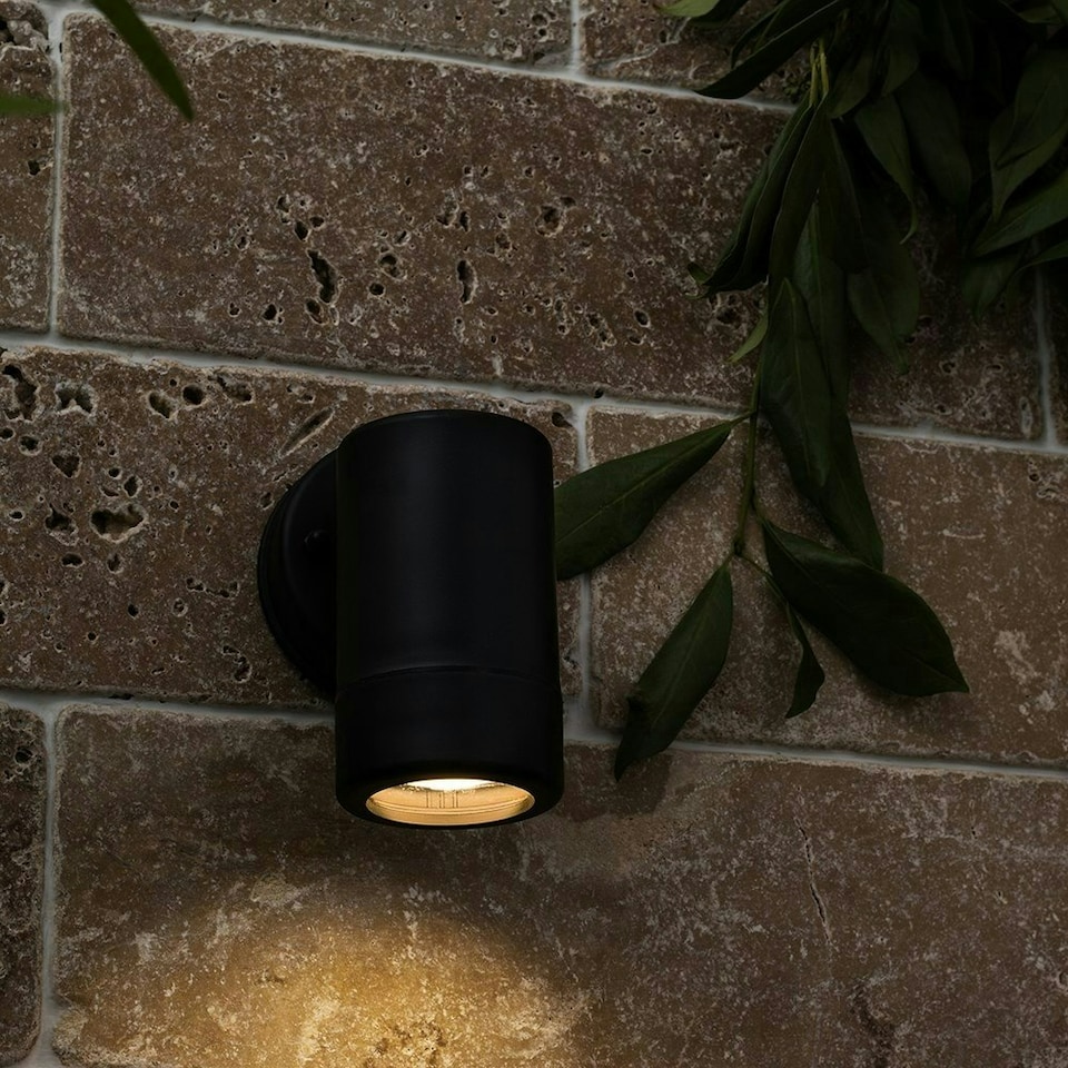 image 1 of ValueLights Mellor Matte Black Wall Light and GU10 Spotlight LED 5W Cool White 6500K Bulb Black