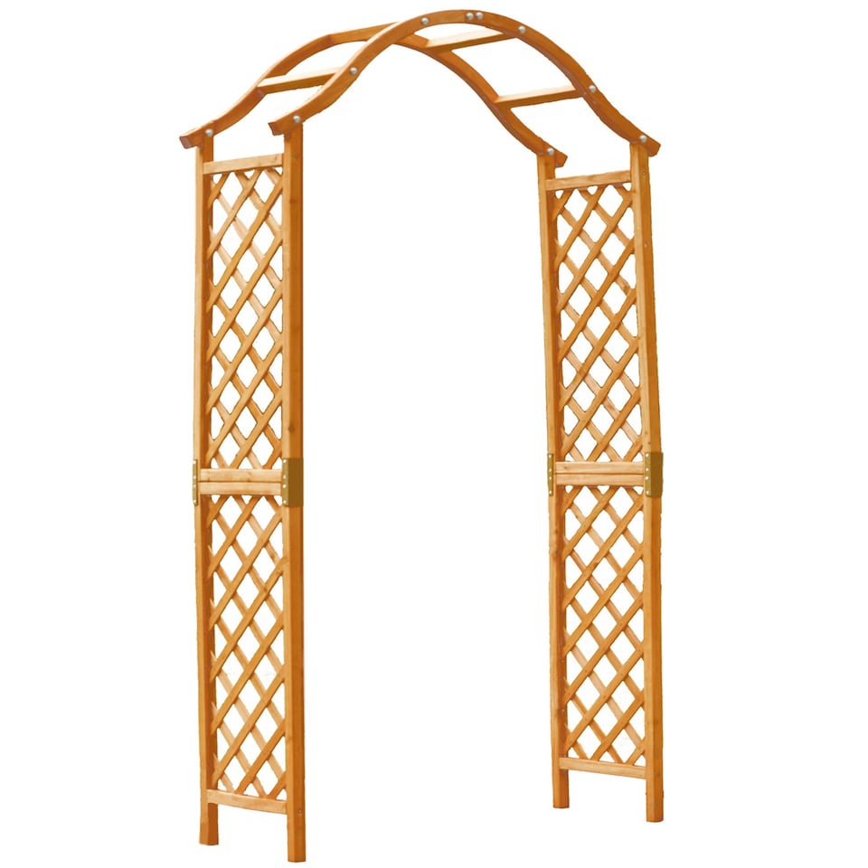 image 1 of Gr8 Garden Arch Wooden Pergola Feature Trellis Rose Climbing Plant Archway Tan Frame