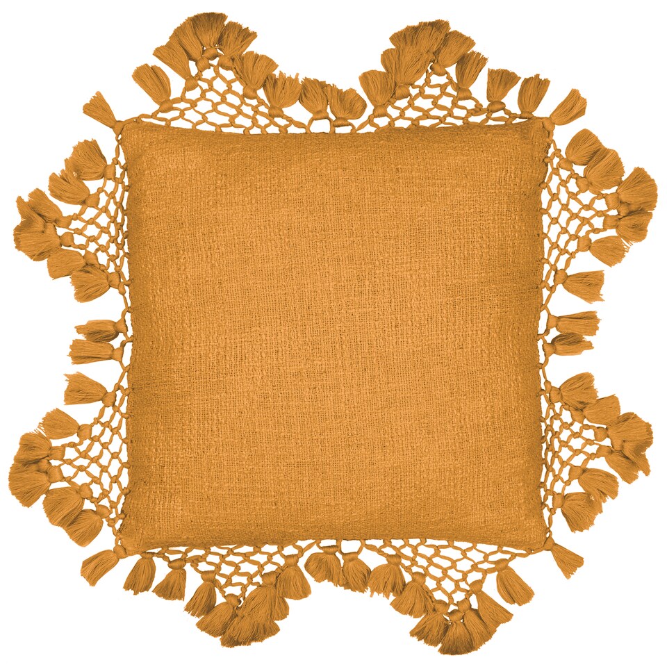 image 1 of Yard Anko Macramé Tassel Cushion, Ginger, 45 x 45cm