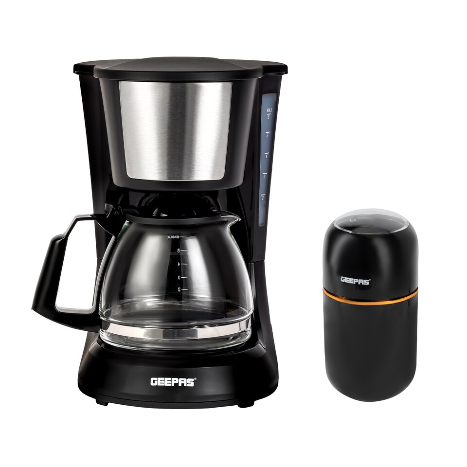 GEEPAS 750ml Filter Coffee Machine and Coffee Grinder 80 g Capacity Combo Set