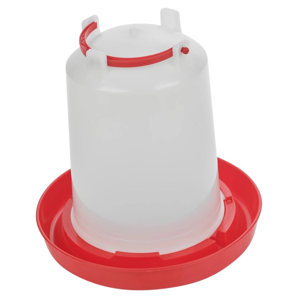 image 1 of 3L Chicken Drinker Feeder Poultry Quails Bird Hen Duck Water Large Red with Handle