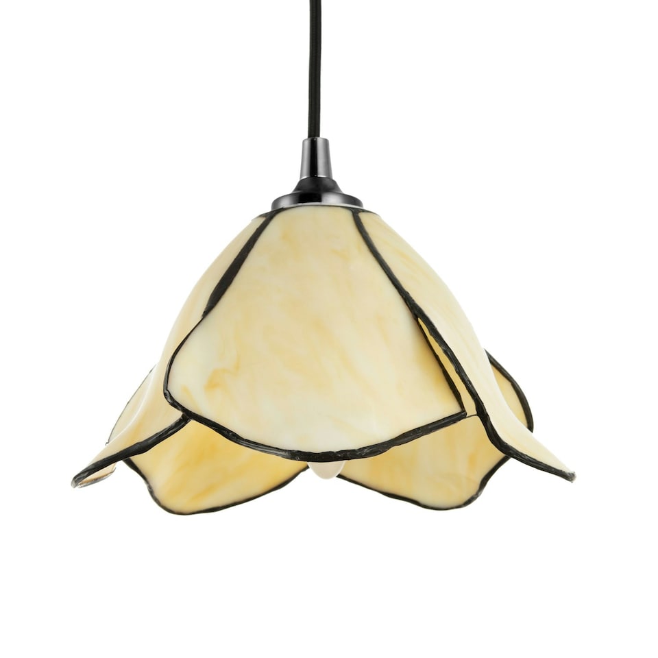image 1 of Elegant Designer Pendant Lighting Shade with Amber Cream Glass Floral Petals