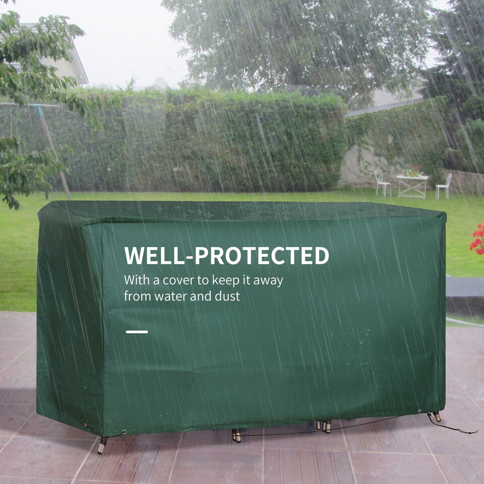 image 1 of Outsunny 3 Pieces Rattan Bistro Set with Furniture Cover, Wicker Garden Furniture Set, Glass Top Coffee Table and Chairs with Cushions for Outdoor, Patio, Balcony, Cream White