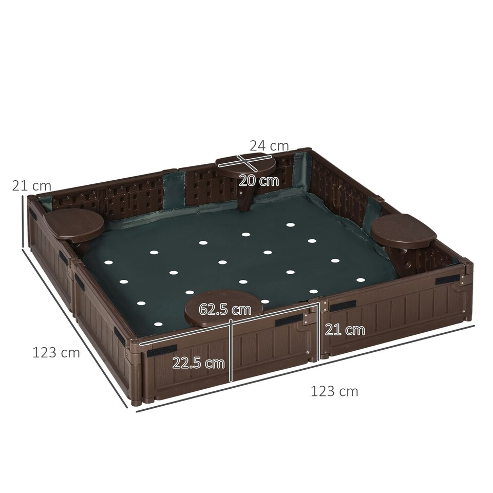 image 1 of Outsunny Kids Outdoor Sandbox w/ Canopy Backyard for 3-12 years old Brown
