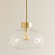 image 2 of ValueLights Corinne Twill Spiral Clear Glass Brushed Gold Capped Ceiling Pendant Light Gold