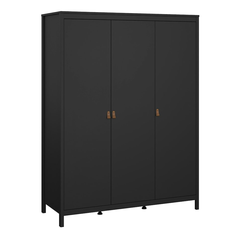 image 1 of Barcelona 3 Piece Bundle, Bedside, Chest and 3 Door Wardrobe in Matt Black