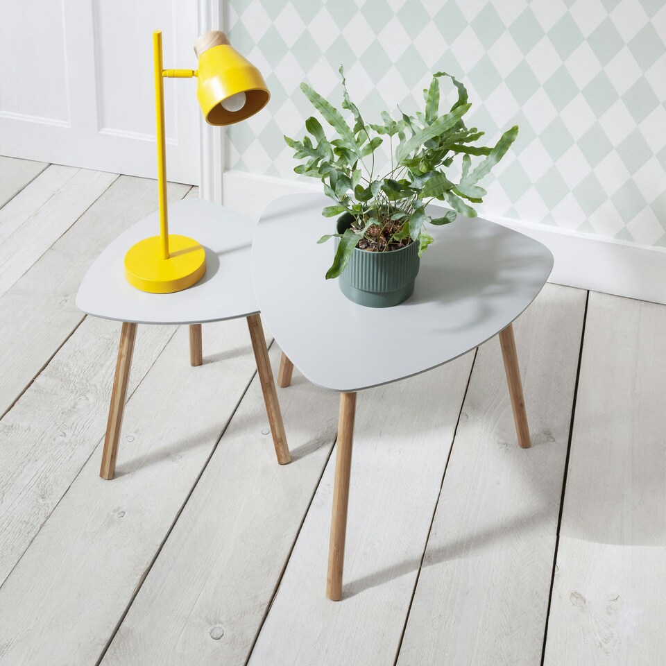 image 1 of Malme Side Table Occasional Small in Classic White and Natural Pine | Grey | Light Grey | Small