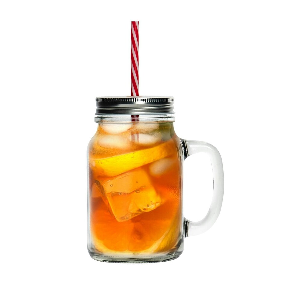 image 1 of Rink Drink Mason Drinking Jar Glasses with Straws - 620ml - Pack of 4 Clear