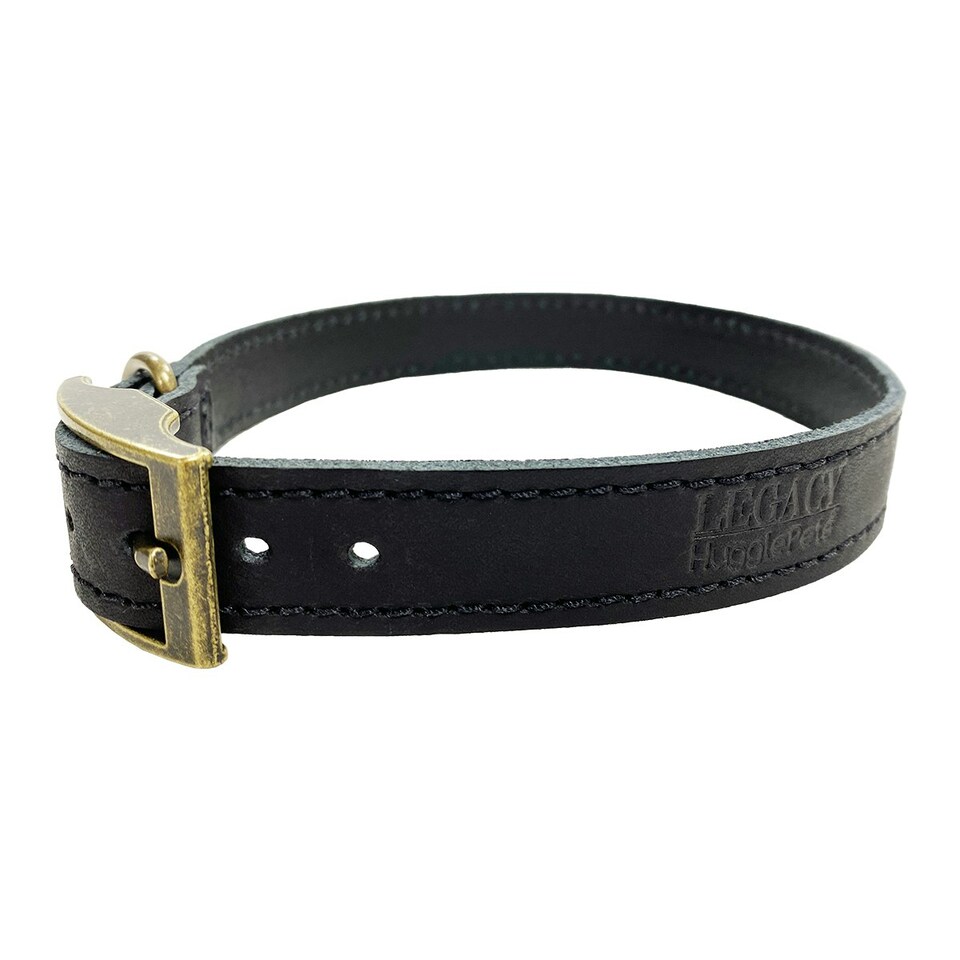 image 1 of HugglePets Legacy Leather Dog Collar - Black Black | XS