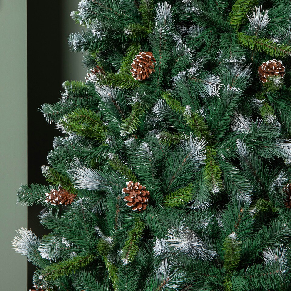 image 1 of 7ft (2.1m) Frosted Glacier Pine Snow Tipped Christmas Tree with Pinecones and 956 Tips