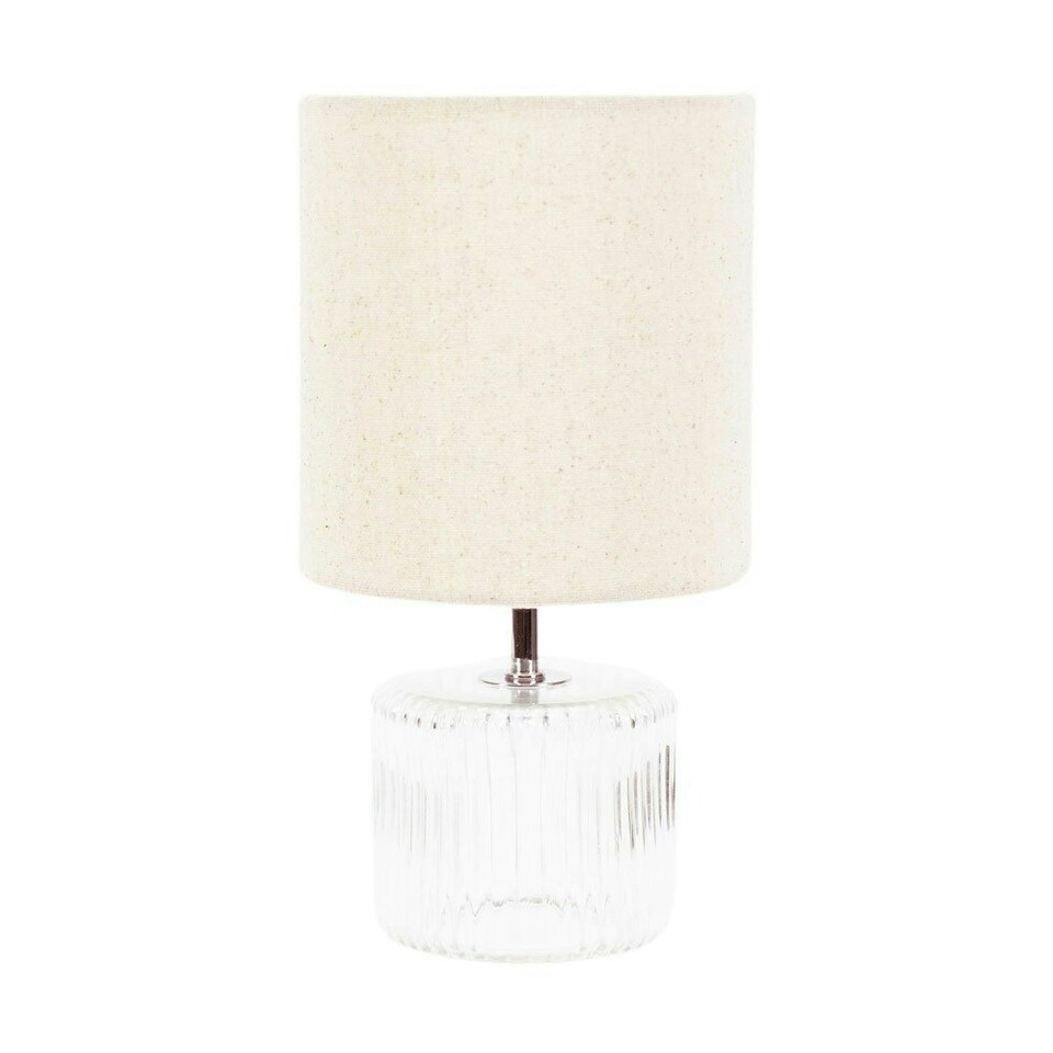 image 1 of ValueLights Betty Clear Glass Table Lamp with Natural Lamp Shade