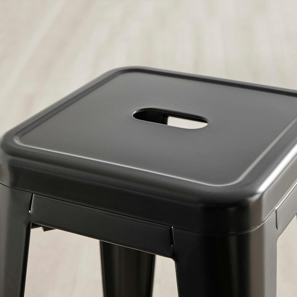 image 1 of Furniturebox 2x Colton 'Tolix' Style Black Metal Bar Stools