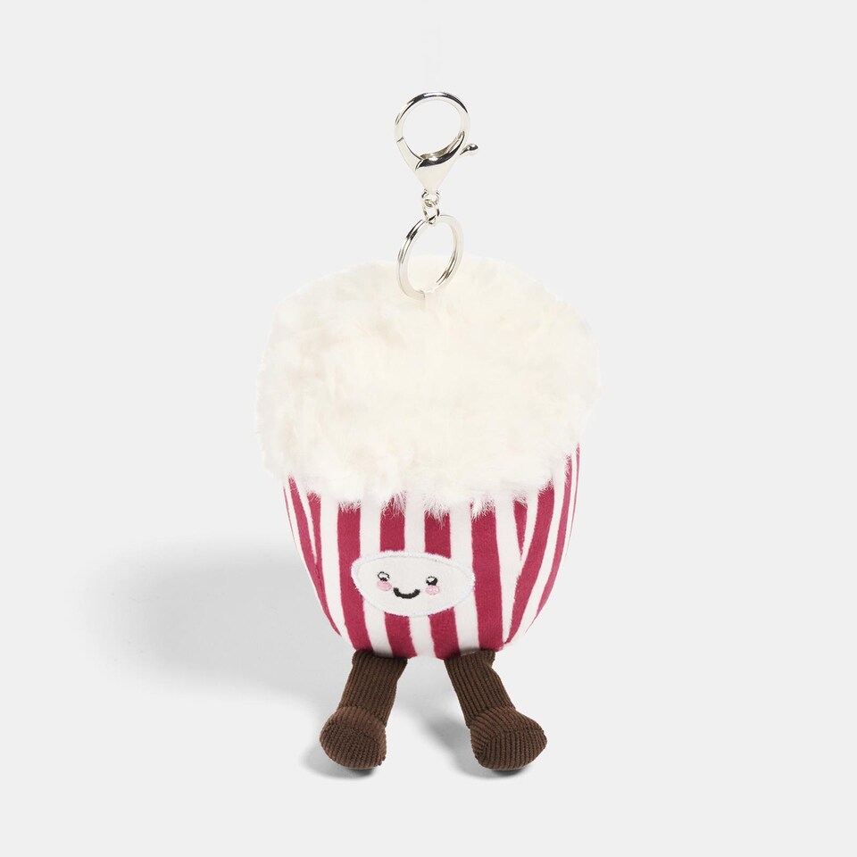 image 1 of OHS Character Novelty Bag Charm Keyring Soft Fleece Keychain | Red | Poppy the Popcorn | One Size