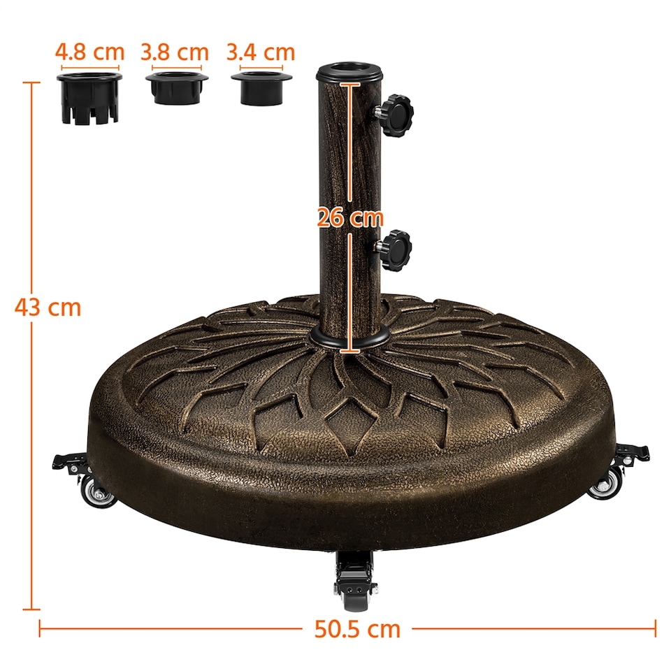 image 1 of Yaheetech 50.5 cm Outdoor Patio Rolling Heavy-duty Self-Weight Market Umbrella Base-Bronze | Bronze | Bronze