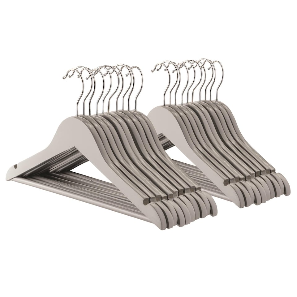 image 1 of Harbour Housewares Wooden Children's Hangers - Grey - Pack of 20