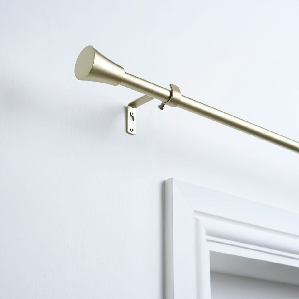 image 1 of OHS Extendable Metal Finial Trumpet Ends Wall Mounted Rod Fittings Curtain Pole - Brass | Gold | Brass