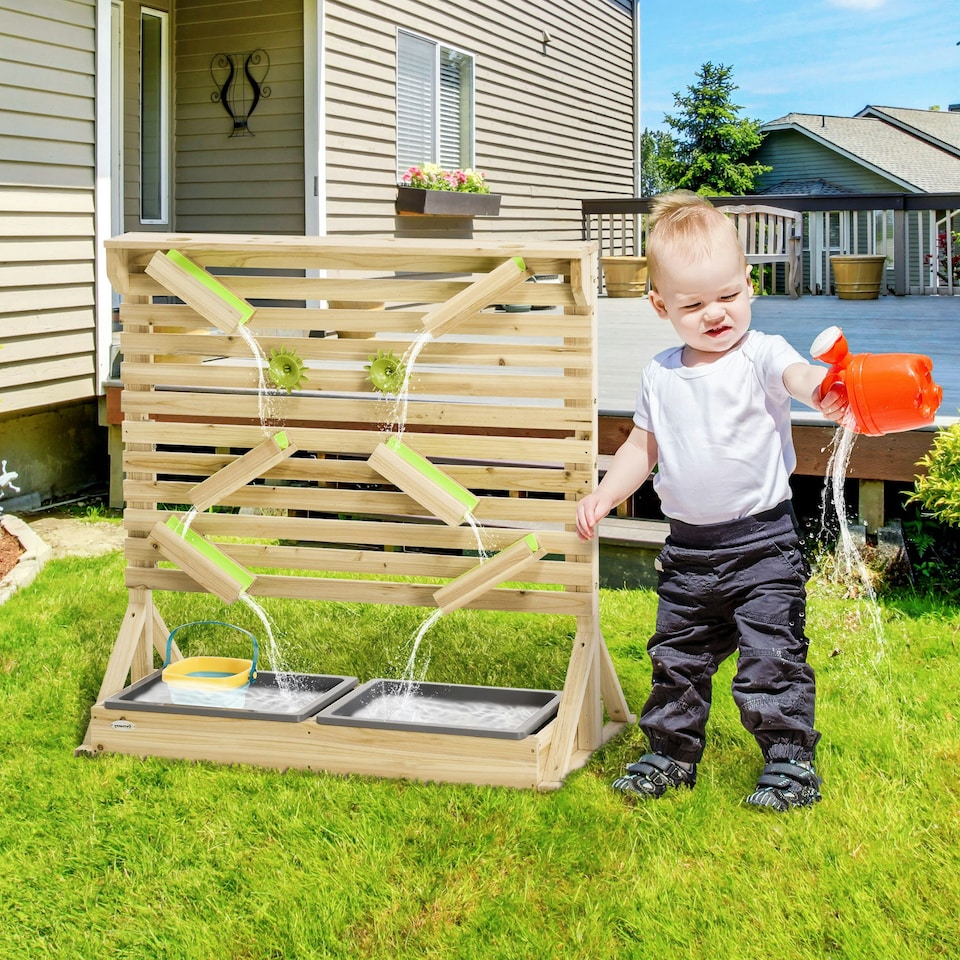 image 1 of Outsunny Kids Running Water Playset w/ Sink Toys, Water Carts, Tracks