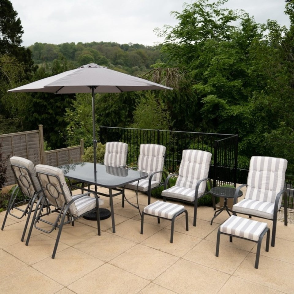 image 1 of Hadleigh Reclining Garden Dining And Leisure Furniture Set In Grey