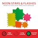image 2 of Pack of 50 Assorted Coloured Neon Fluorescent Stars & Flashes in Assorted Size