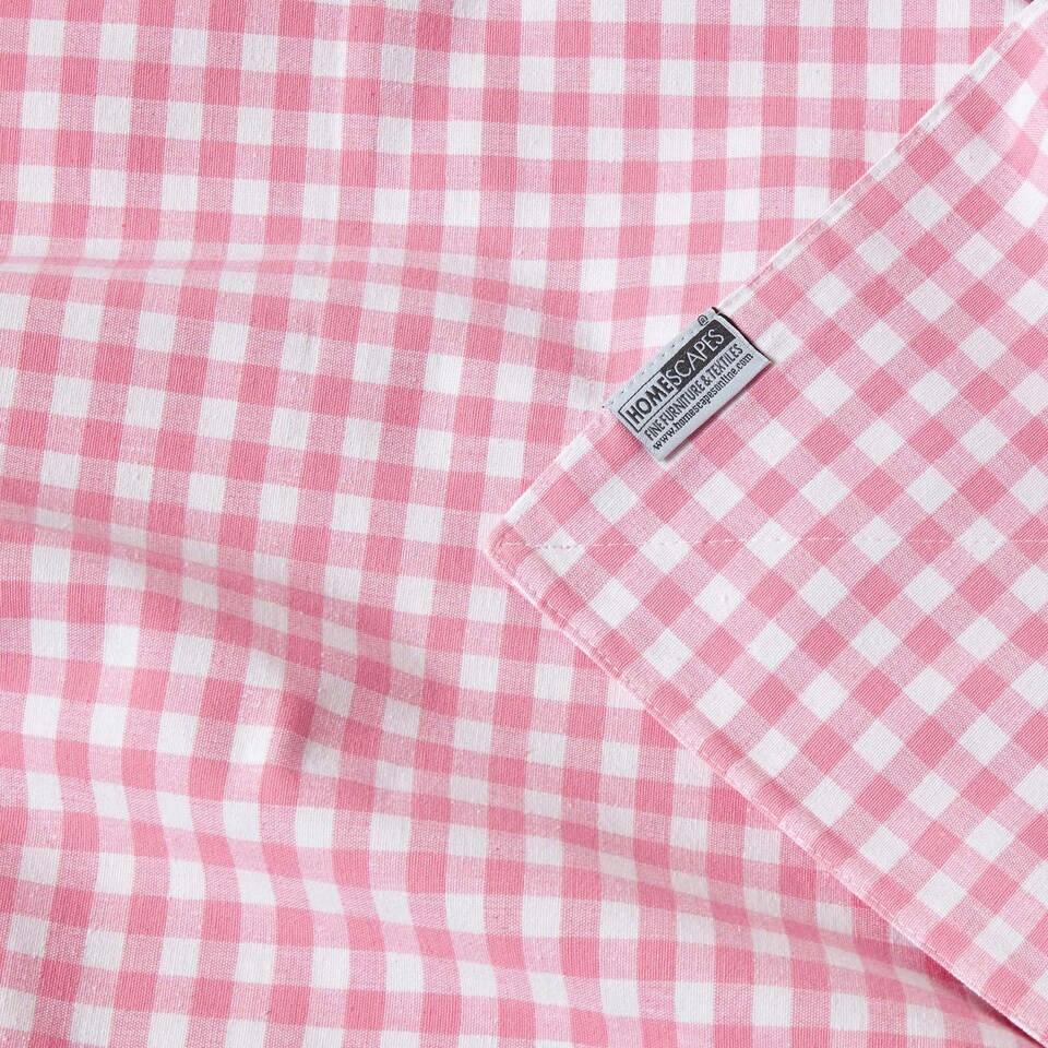 image 1 of Homescapes Cotton Gingham Check Pink Throw - 225 x 255 cm Pink