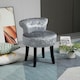image 2 of HOMCOM Dressing Table Stool Vanity Seat w/ Rubber Wood Legs Bedroom - Grey