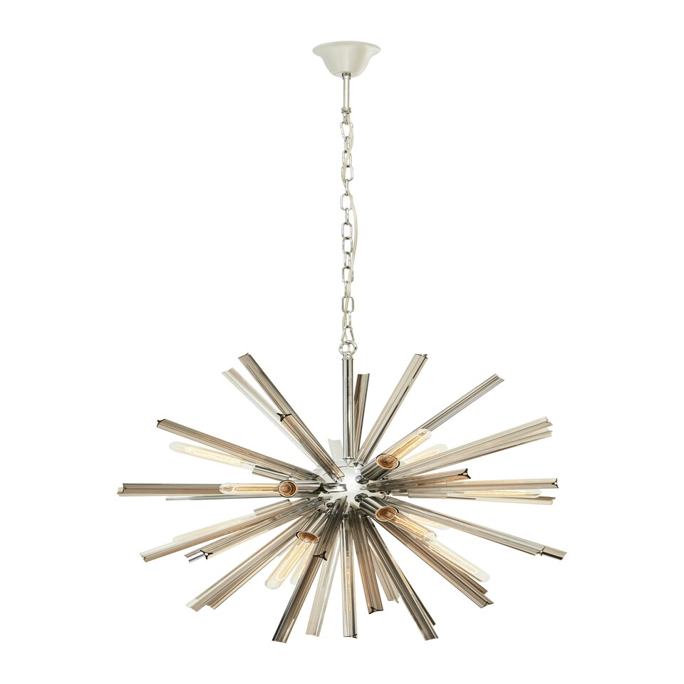 image 1 of Interiors by Premier Grey Glass And Chrome Finish Light Silver