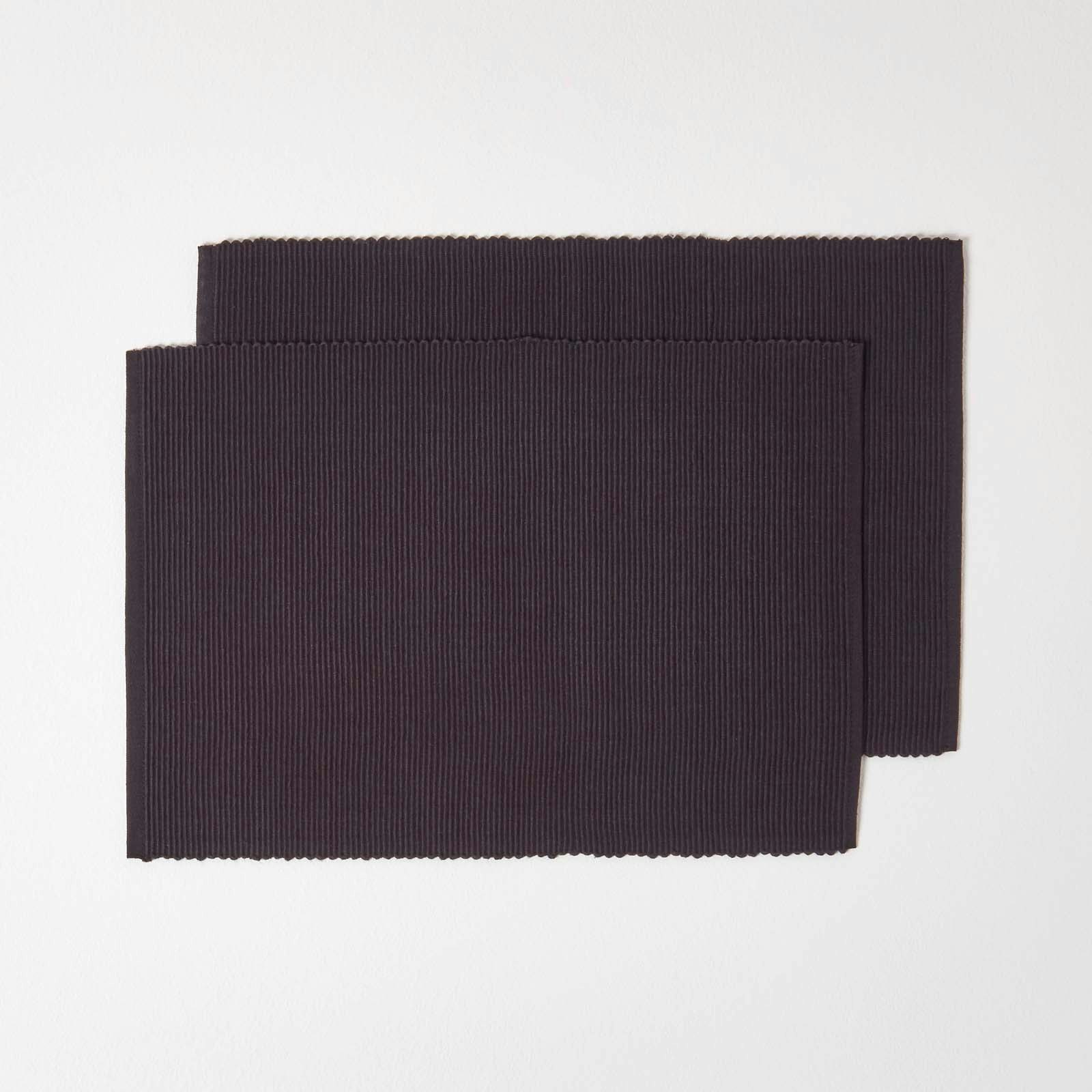 Homescapes Cotton Plain Black Pack of 2 Placemats Black One Size 2