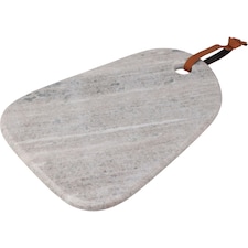 Natural Marble Stone Serving Platter Cutting Board Kitchen Tray Leather Strap | Grey | Grey | 1