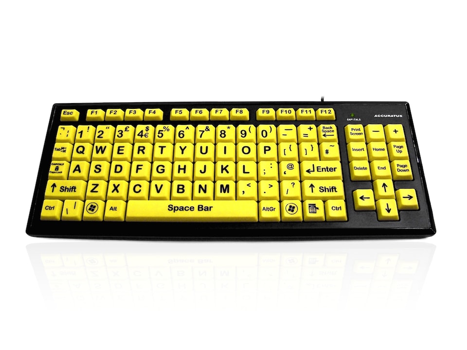 image 1 of Accuratus Monster 2 Keyboard - USB High Visibility Visual Impairment SEN Keyboard with Extra Large Keys & 2 Port USB Hub