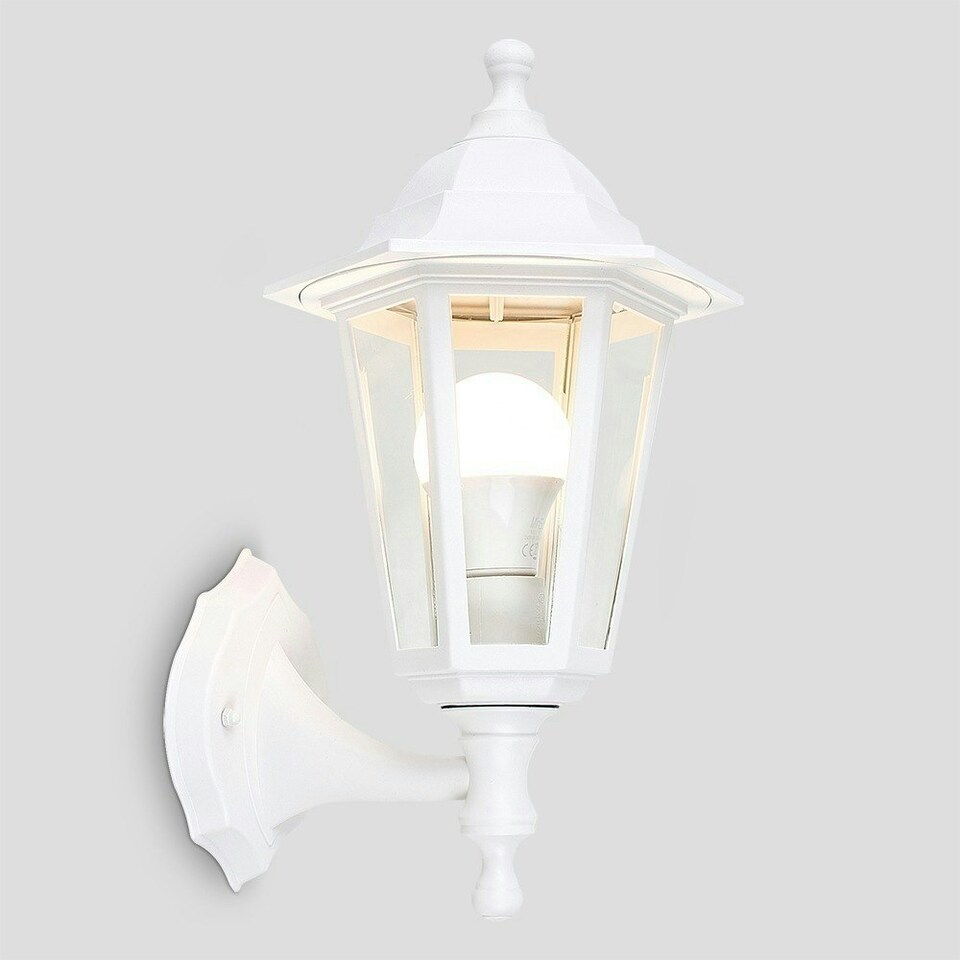 image 1 of ValueLights Traditional Style White Outdoor Security IP44 Rated Wall Light Lantern White
