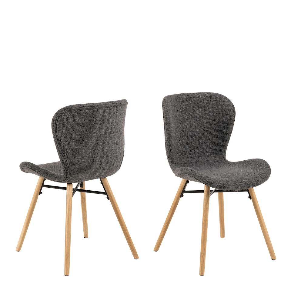 image 1 of Batilda Dining Chairs with Grey Fabric and Oak Set of 2