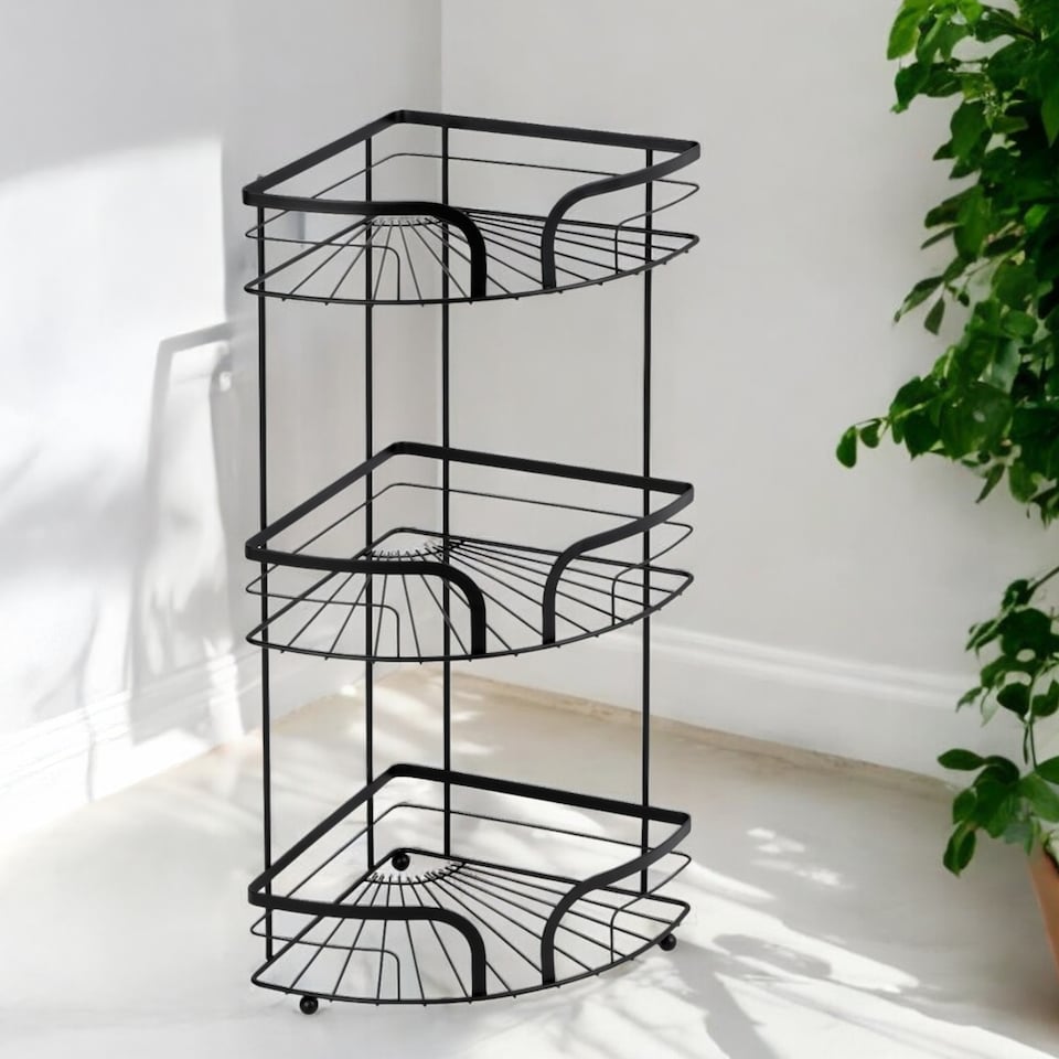 image 1 of Showerdrape Dante Black Corner Caddy and Mini Shower Caddy | Black | 1
