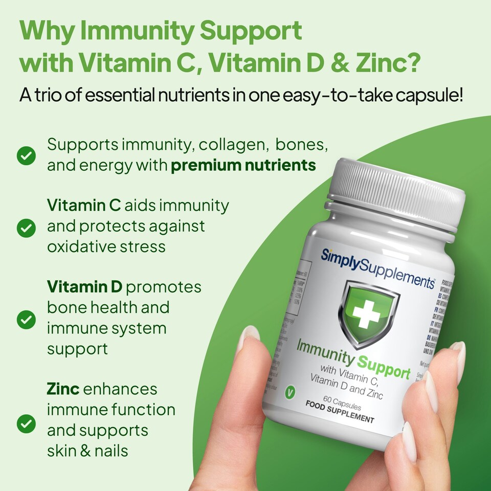 image 1 of Immunity Support with Vitamin C, Vitamin D & Zinc - 60 Capsules