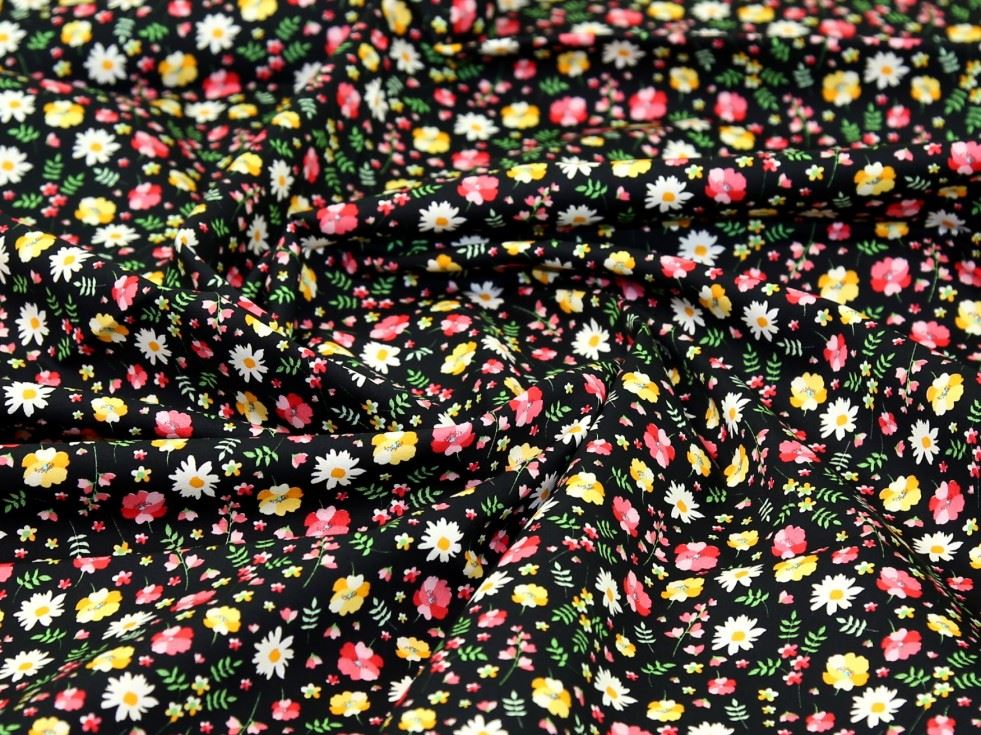 Rose and Hubble Black 100% Cotton Poplin Dressmaking Fabric, 112.5cm / 44" Wide - per metre