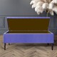 image 2 of 150cm Paris Striped Ottoman Storage Bench -Upholstered Shoes Bench with Black Turned Wooden Legs - Blue Naple Ottoman Bench