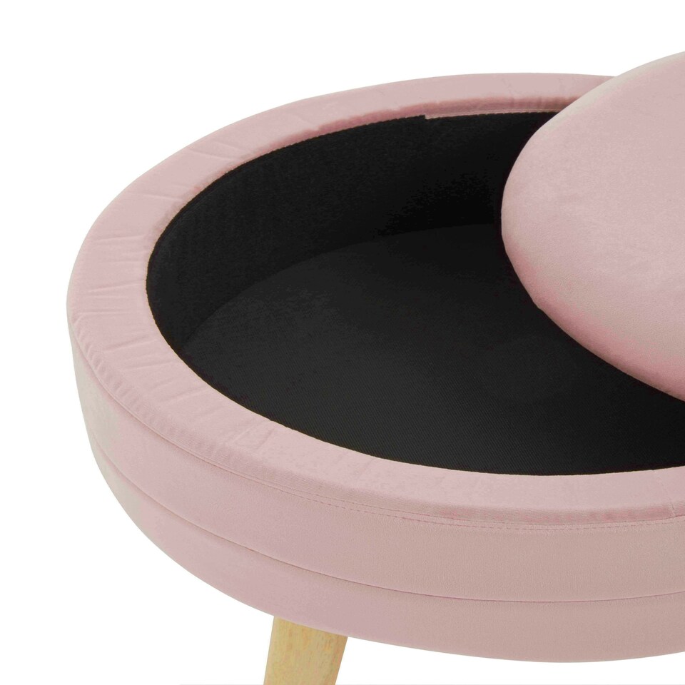 image 1 of Interiors By Premier Stylish Pink Velvet Stool, Durable Kitchen Bar Stool For Bedroom, Versatile Design Bar Stool For Guests
