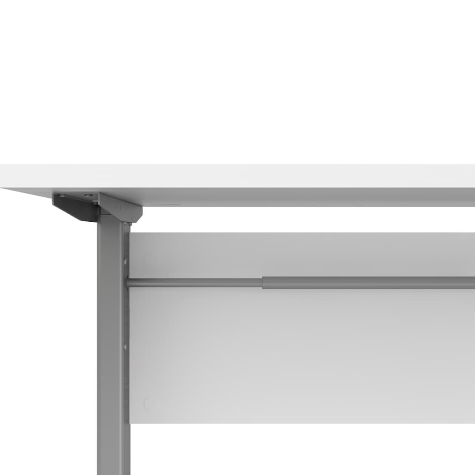 image 1 of Prima Desk 150cm in White with Height Adjustable Legs with Electric Control in Silver Grey Steel