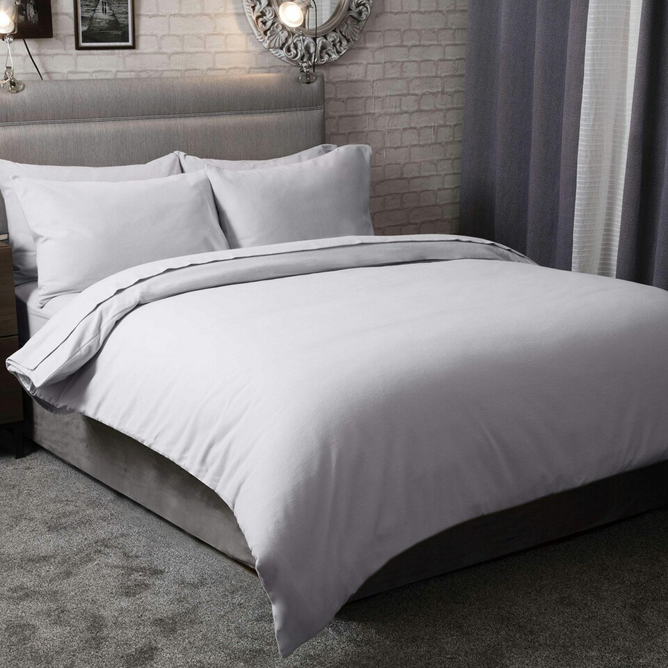 image 1 of Belledorm Brushed Cotton Duvet Cover - Grey - Double