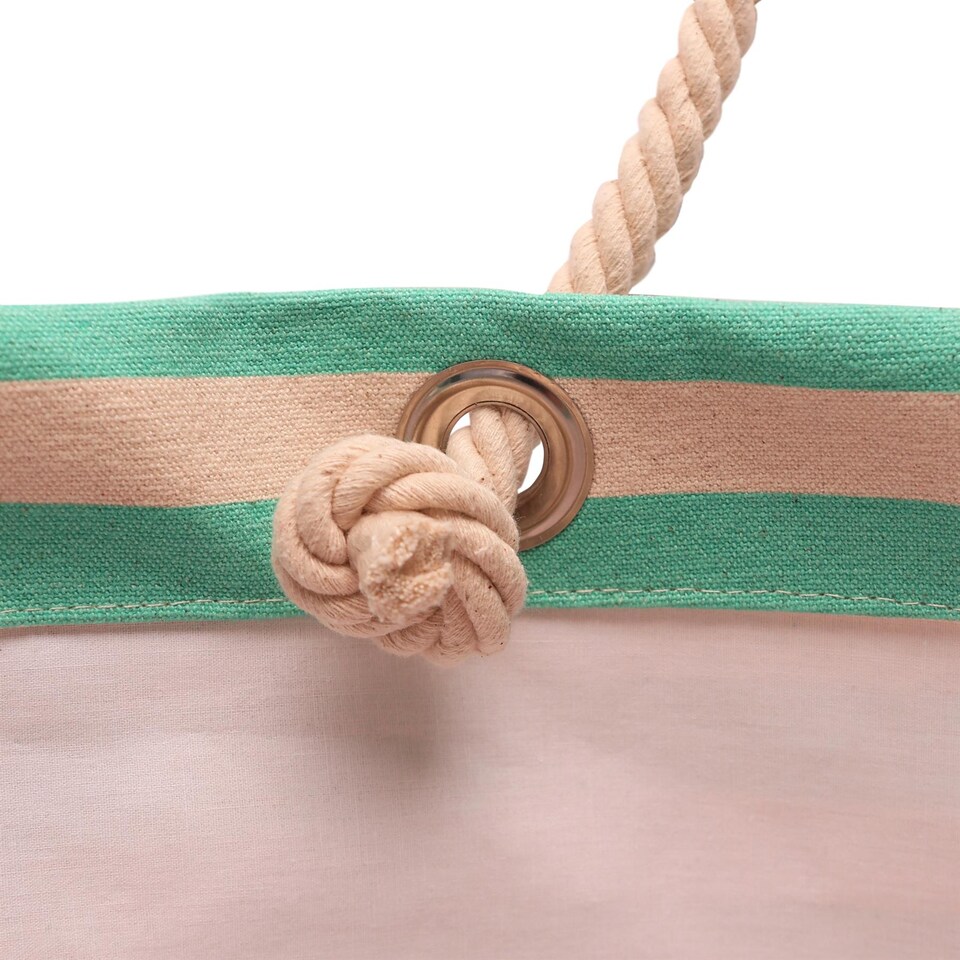 image 1 of Nicola Spring Large Striped Canvas Tote Beach Bag - 55cm x 36cm - Seafoam | Green | Seafoam